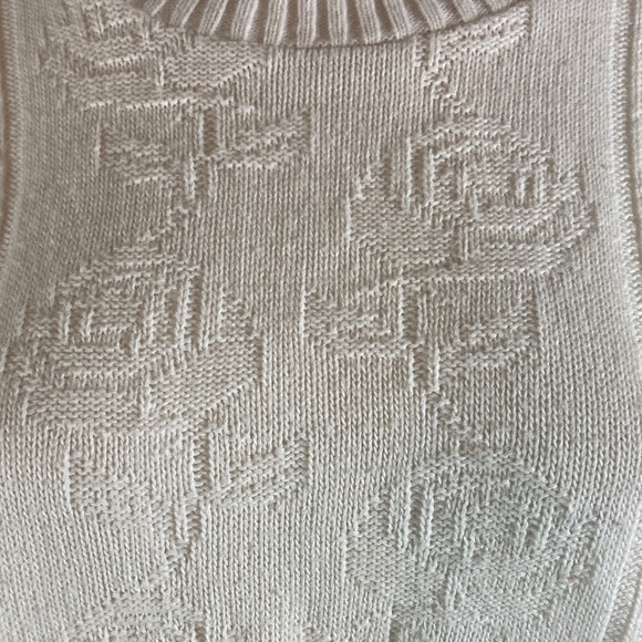 Vintage 80s Cream white Sweater Roses Floral Acrylic Women xs/s 1980s - Picture 6 of 9